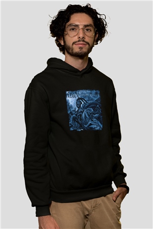 Aeon Baskılı Unisex Siyah Hoodie
