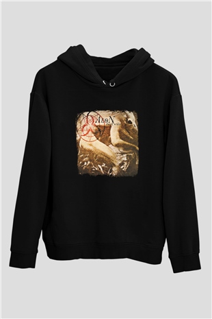 Aeon Baskılı Unisex Siyah Hoodie