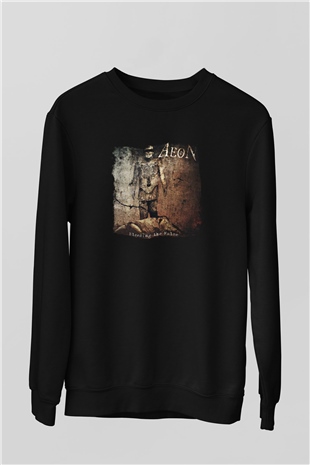 Aeon Baskılı Unisex Siyah Sweatshirt