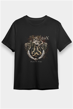 Aeon Baskılı Unisex Siyah Tişört