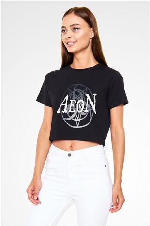 Aeon Siyah Crop Top Tişört