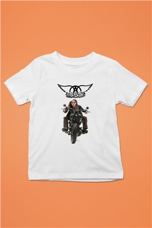 Aerosmith Baskılı Beyaz Unisex Çocuk Tişört