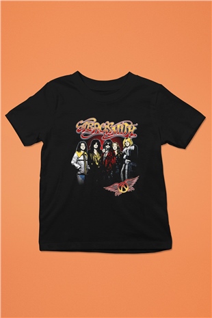Aerosmith Baskılı Siyah Unisex Çocuk Tişört