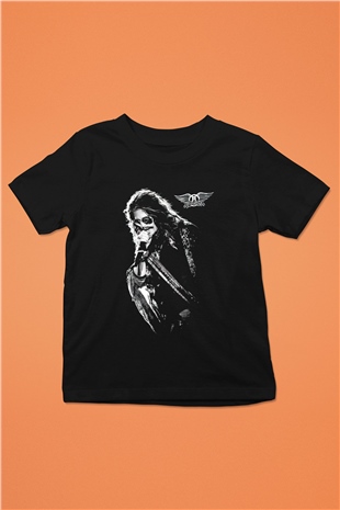 Aerosmith Baskılı Siyah Unisex Çocuk Tişört