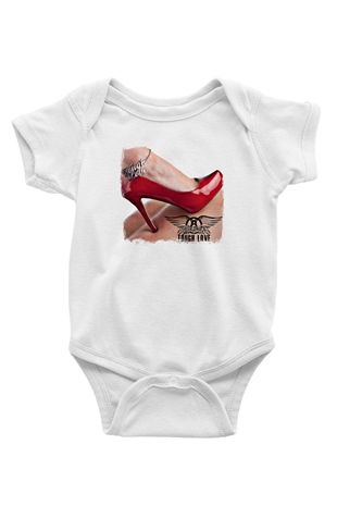 Aerosmith Baskılı Unisex Beyaz Bebek Body - Zıbın