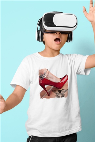 Aerosmith Baskılı Unisex Beyaz Çocuk Tişört