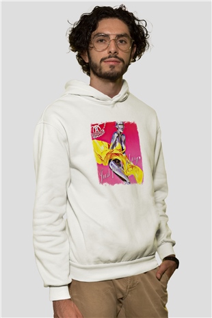 Aerosmith Baskılı Unisex Beyaz Hoodie