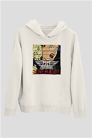 Aerosmith Baskılı Unisex Beyaz Hoodie