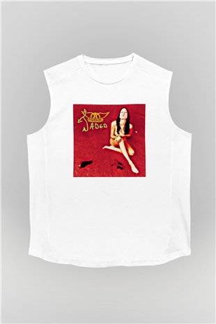 Aerosmith Baskılı Unisex Beyaz Kolsuz Tişört