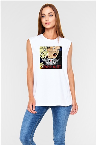 Aerosmith Baskılı Unisex Beyaz Kolsuz Tişört
