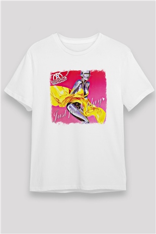 Aerosmith Baskılı Unisex Beyaz Tişört