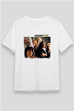 Aerosmith Baskılı Unisex Beyaz Tişört