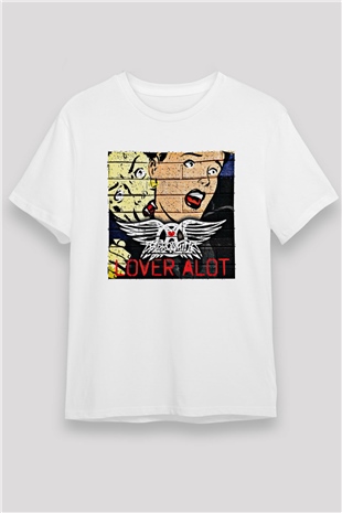 Aerosmith Baskılı Unisex Beyaz Tişört
