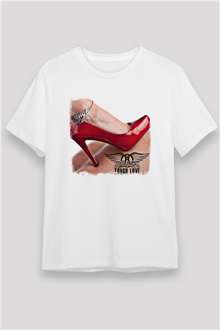 Aerosmith Baskılı Unisex Beyaz Tişört