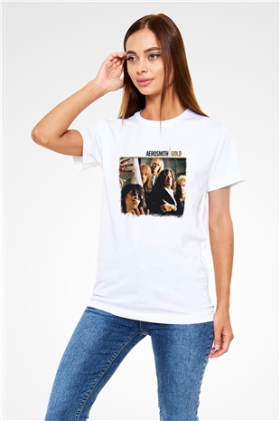 Aerosmith Baskılı Unisex Beyaz Tişört