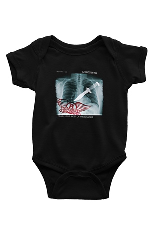 Aerosmith Baskılı Unisex Siyah Bebek Body - Zıbın
