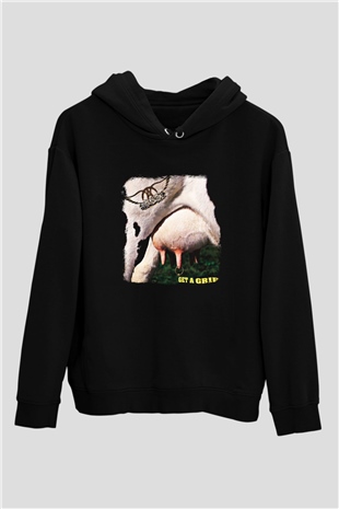 Aerosmith Baskılı Unisex Siyah Hoodie