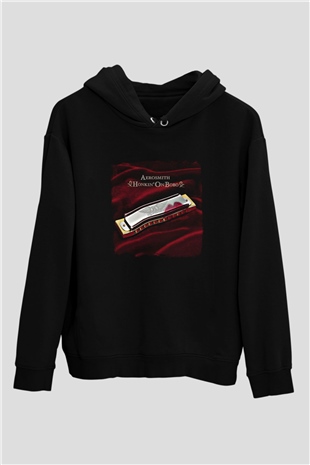 Aerosmith Baskılı Unisex Siyah Hoodie