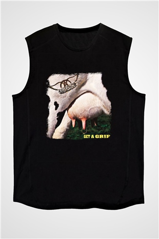 Aerosmith Baskılı Unisex Siyah Kolsuz Tişört