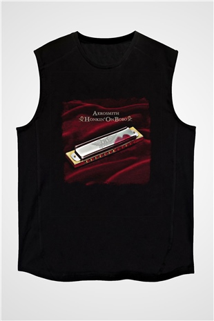 Aerosmith Baskılı Unisex Siyah Kolsuz Tişört