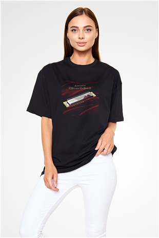 Aerosmith Baskılı Unisex Siyah Oversize Tişört