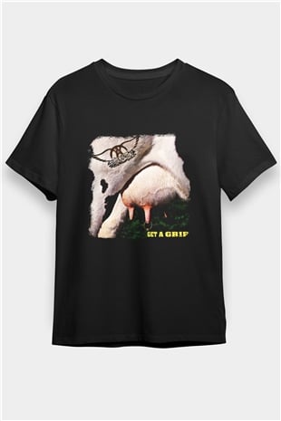 Aerosmith Baskılı Unisex Siyah Tişört