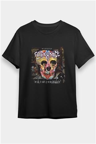 Aerosmith Baskılı Unisex Siyah Tişört