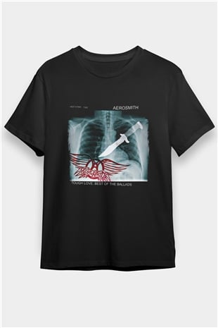 Aerosmith Baskılı Unisex Siyah Tişört