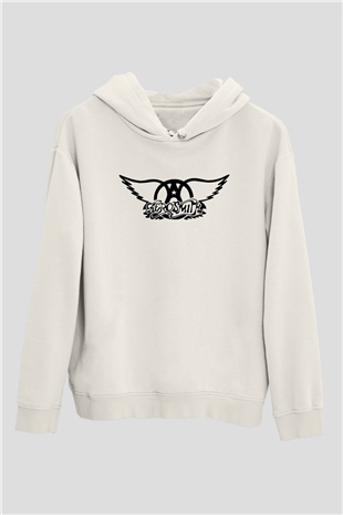Aerosmith Beyaz Unisex Kapşonlu Sweatshirt