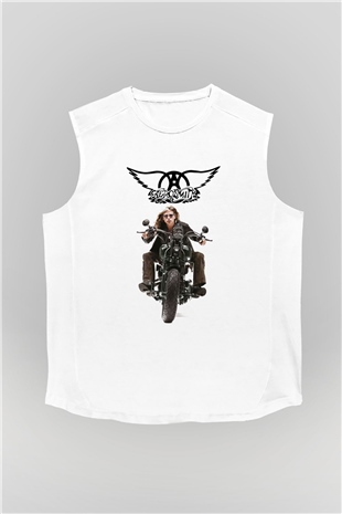 Aerosmith Beyaz Unisex Kolsuz Tişört