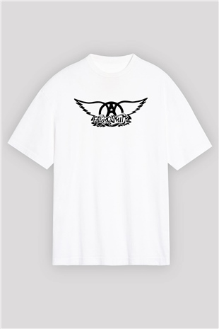 Aerosmith Beyaz Unisex Oversize Tişört T-Shirt