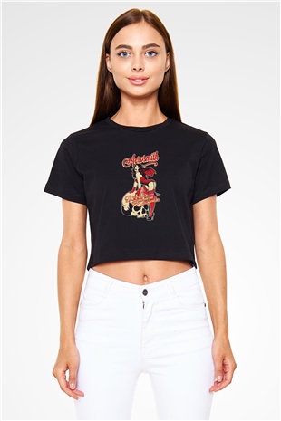 Aerosmith Siyah Crop Top Tişört