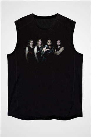 Aeternam Baskılı Unisex Siyah Kolsuz Tişört - Tshirt
