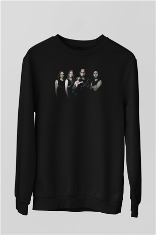 Aeternam Baskılı Unisex Siyah Sweatshirt