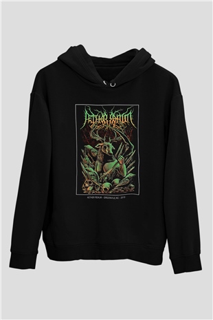 Aether Realm Baskılı Unisex Siyah Kapüşonlu Sweatshirt