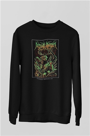 Aether Realm Baskılı Unisex Siyah Sweatshirt