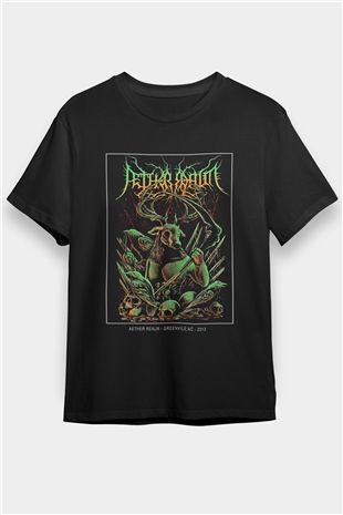 Aether Realm Baskılı Unisex Siyah Tişört - Tshirt