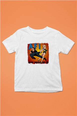 Afi Baskılı Unisex Beyaz Çocuk Tişört