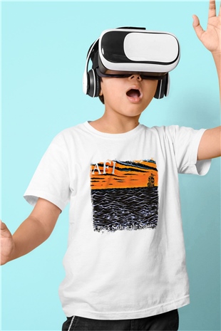 Afi Baskılı Unisex Beyaz Çocuk Tişört