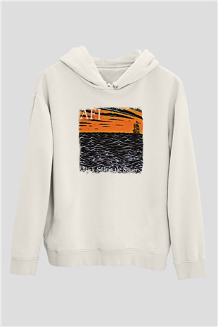 Afi Baskılı Unisex Beyaz Hoodie