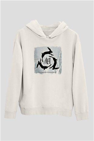 Afi Baskılı Unisex Beyaz Hoodie