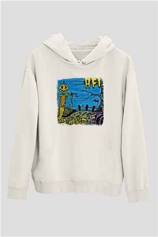Afi Baskılı Unisex Beyaz Hoodie