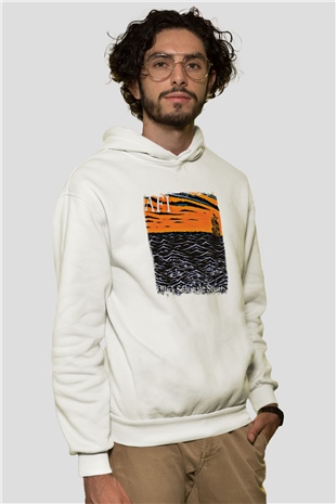 Afi Baskılı Unisex Beyaz Hoodie