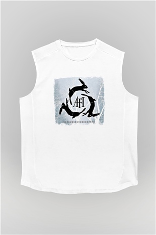 Afi Baskılı Unisex Beyaz Kolsuz Tişört