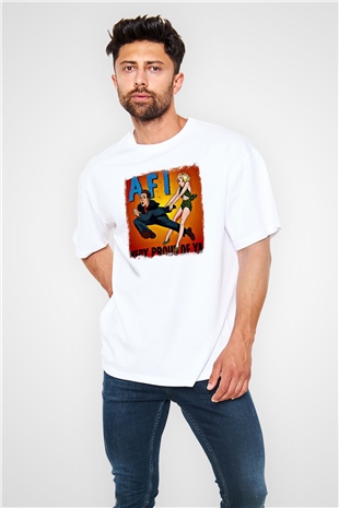 Afi Baskılı Unisex Beyaz Oversize Tişört