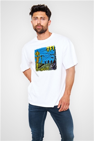 Afi Baskılı Unisex Beyaz Oversize Tişört