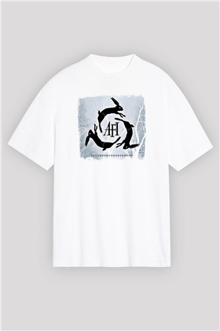 Afi Baskılı Unisex Beyaz Oversize Tişört