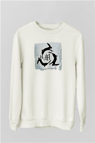 Afi Baskılı Unisex Beyaz Sweatshirt