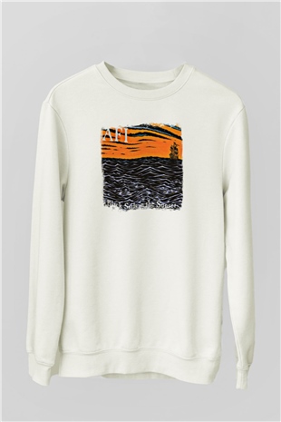 Afi Baskılı Unisex Beyaz Sweatshirt