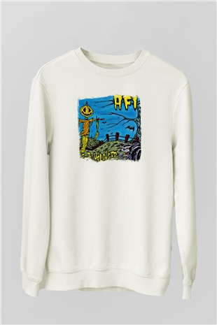 Afi Baskılı Unisex Beyaz Sweatshirt